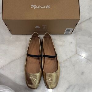 Madewell Gold Metallic Mary Jane Flats
